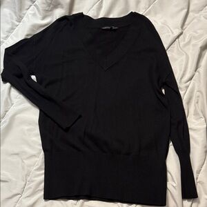 White House Black Market Black V-Neck Knit Top